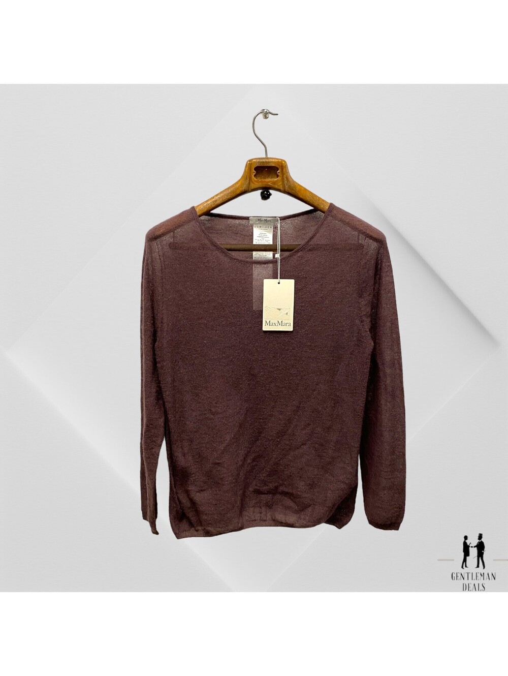 Max Mara Spalato Semisheer Knitted Fabric Mohair-blend Wool Sweater Maroon XXL
